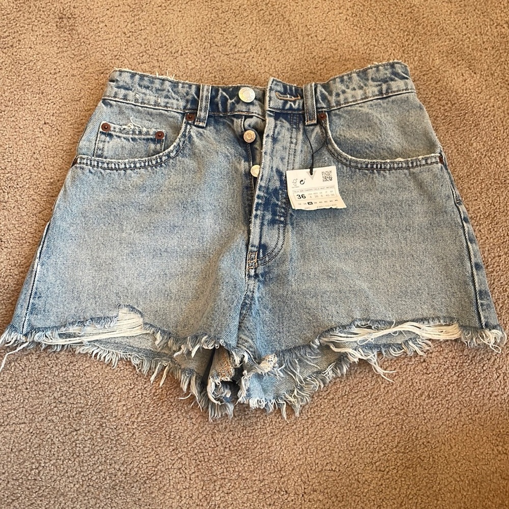 Zara high rise denim shorts